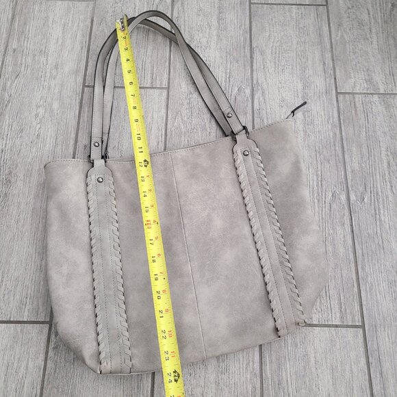 Sam & Hadley Faux Suede Tote Shoulder Bag Over The Shoulder Gray - Picture 11 of 12